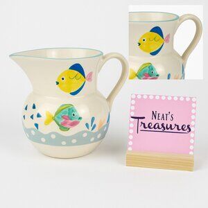 Studio Nova BARRIER REEF Y2310 Two Fish Aqua Trim  Stoneware 60 oz 7" Pitcher